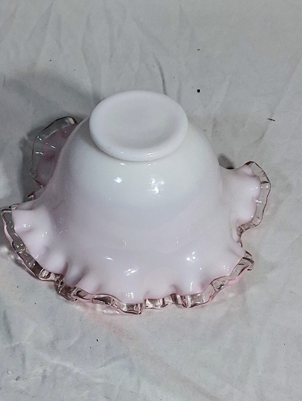 Fenton 1950's Glass Collectible Pink Silver Crest Artsy 7" Ruffled Bowl - Picture 10 of 10